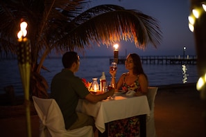 Lunch, dinner served; international cuisine, beach views