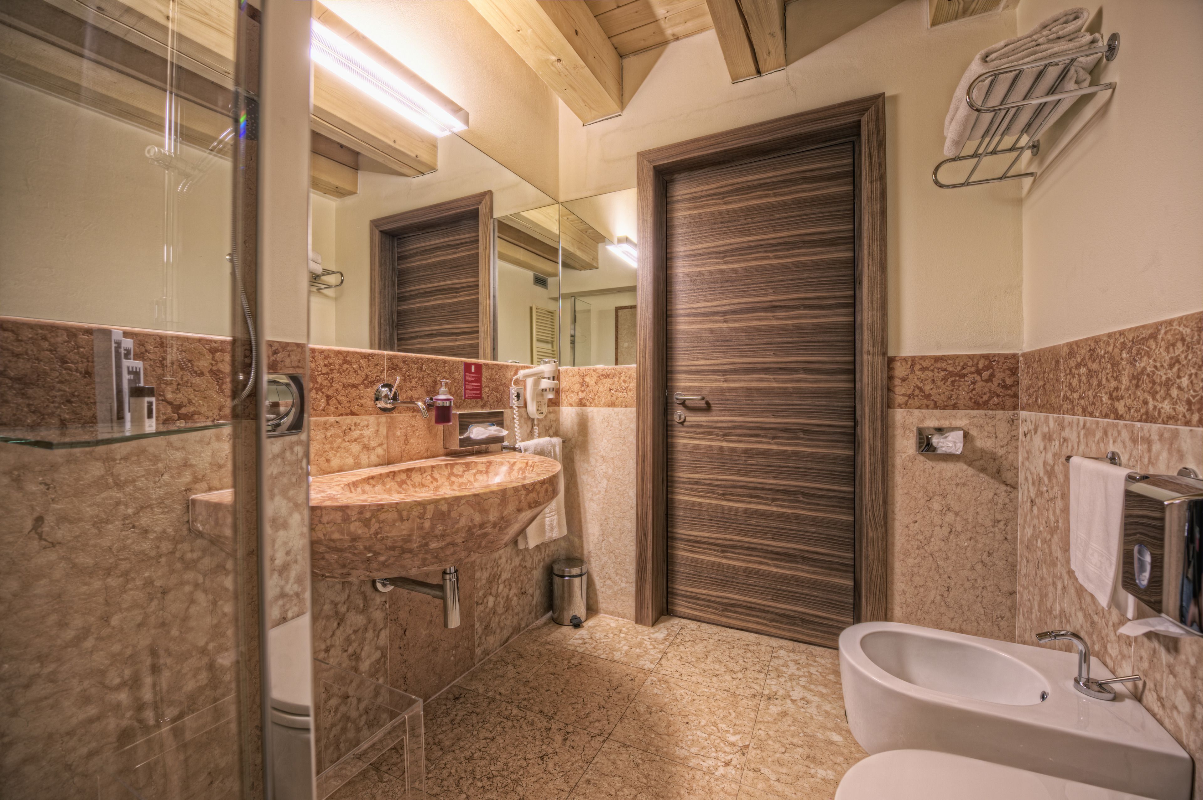 free toiletries, hair dryer, bathrobes, bidet