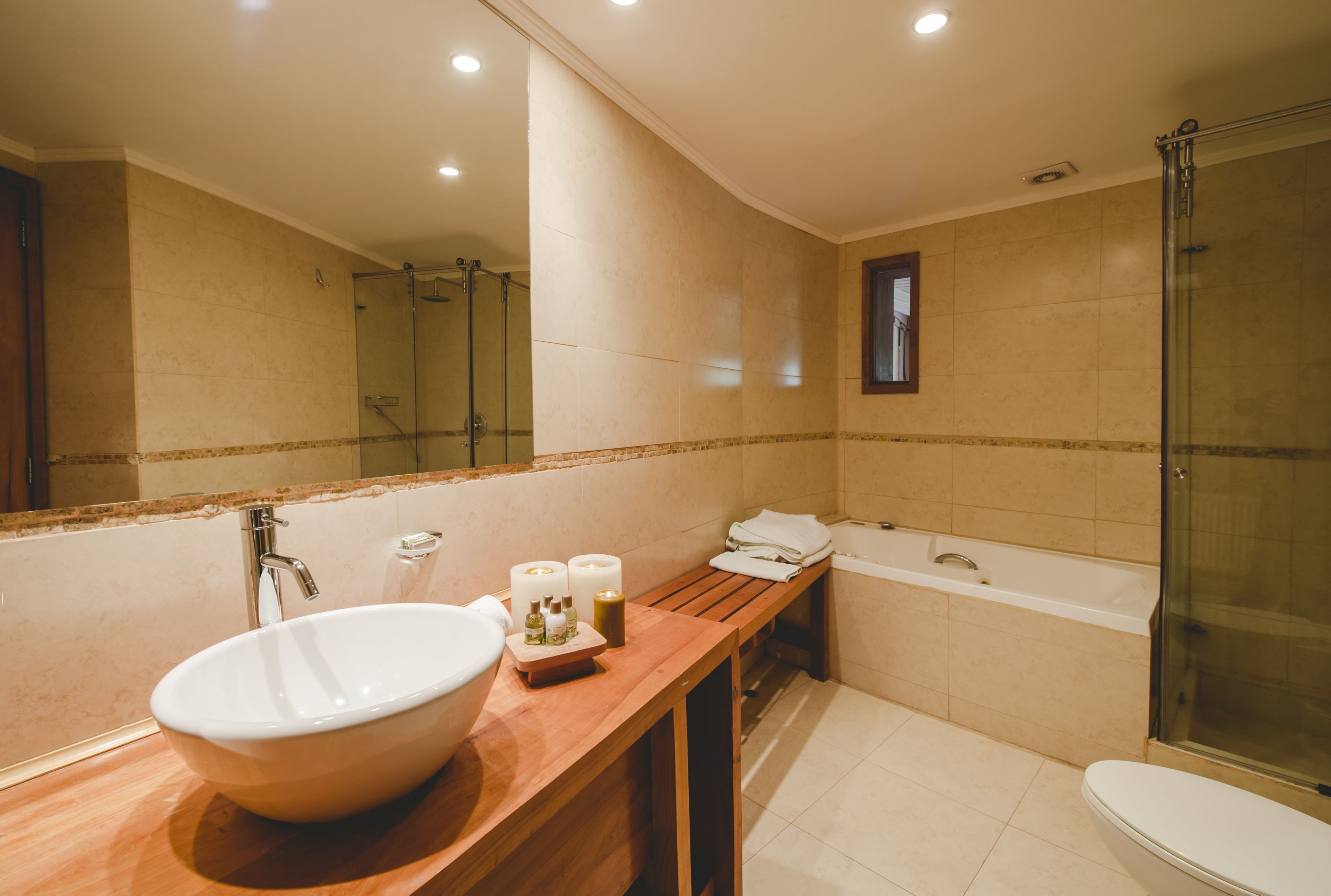 free toiletries, slippers, towels