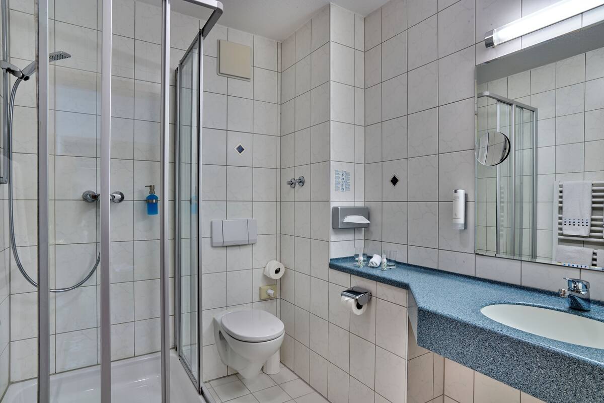 free toiletries, hair dryer, towels