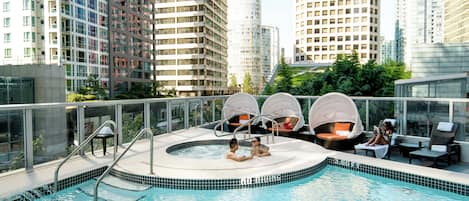 Outdoor pool, sun loungers