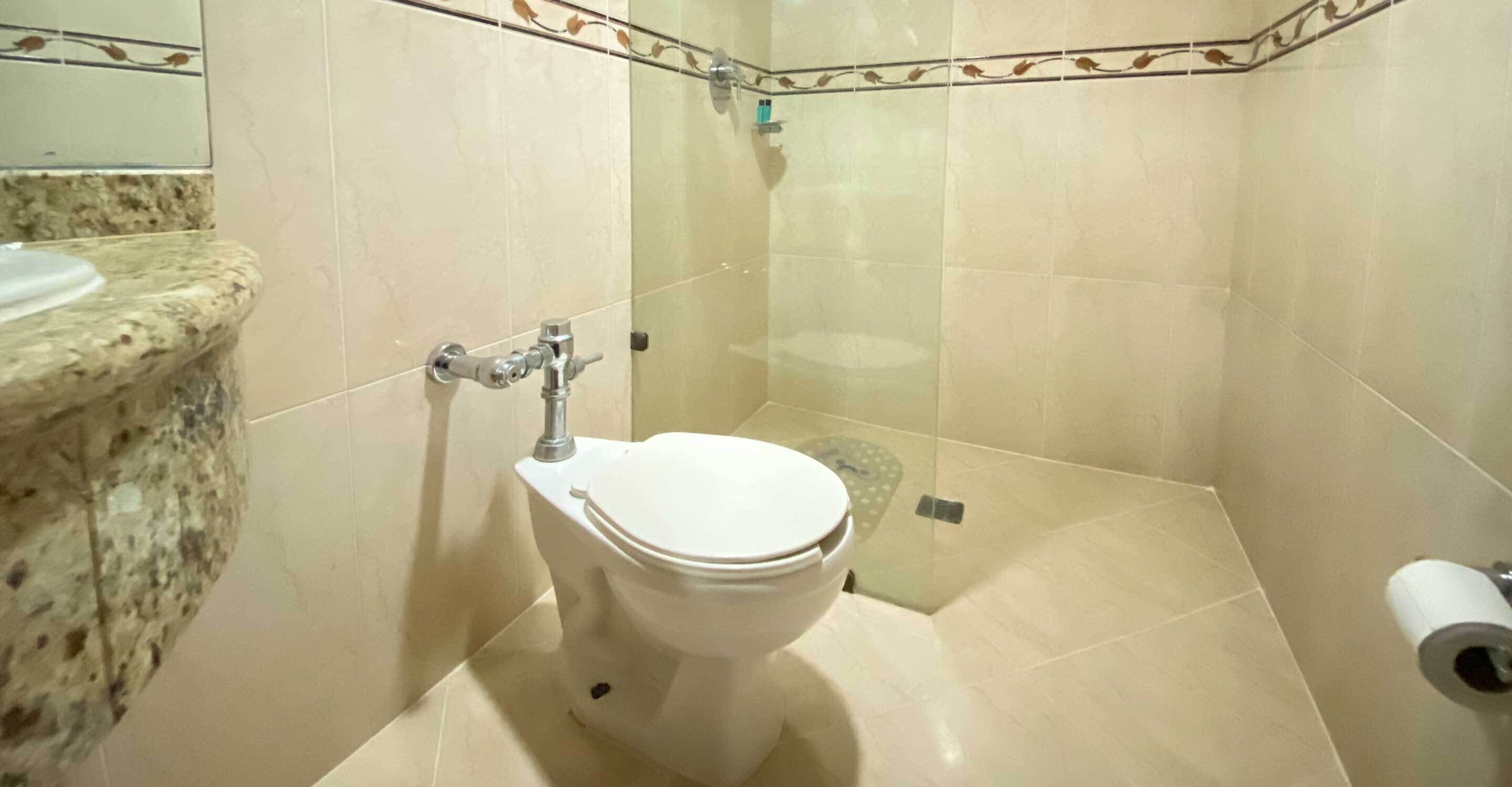 shower, free toiletries, towels