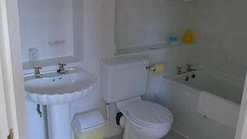 Combined shower/bathtub, hair dryer, towels
