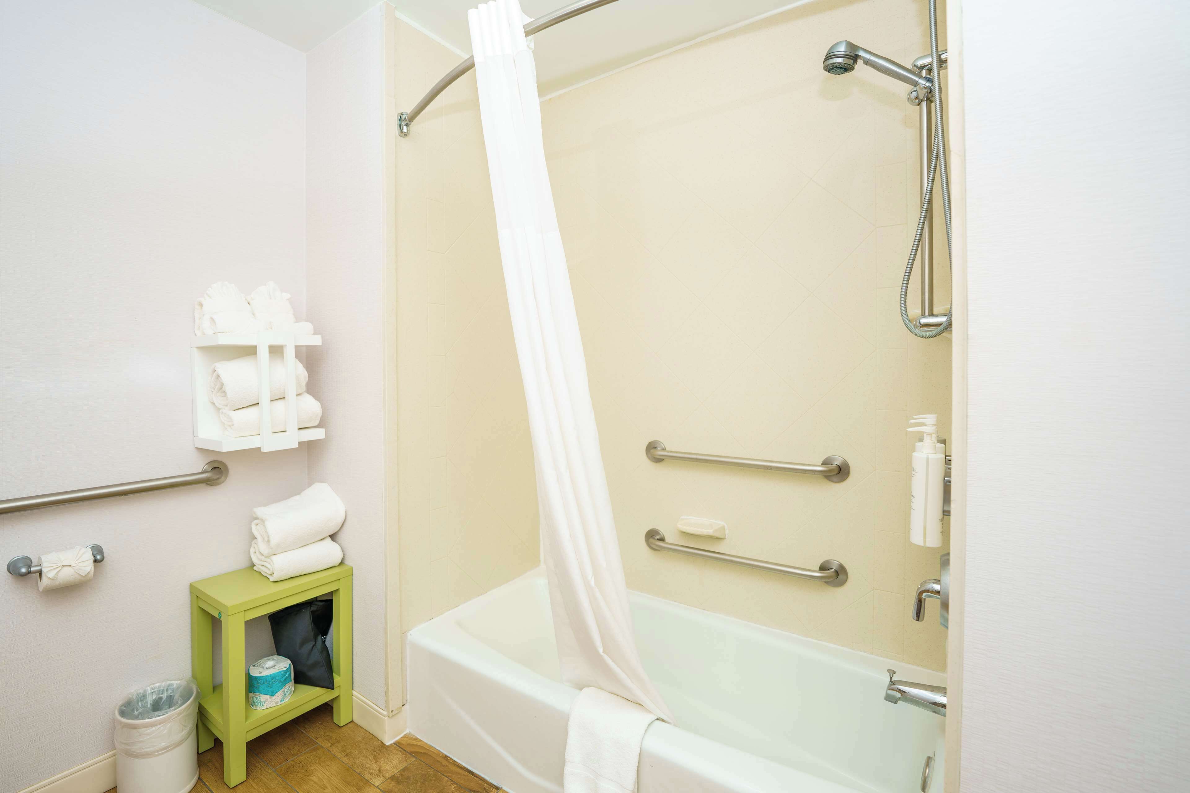 two queen beds, non-smoking, accessible | bathroom | hair dryer, towels