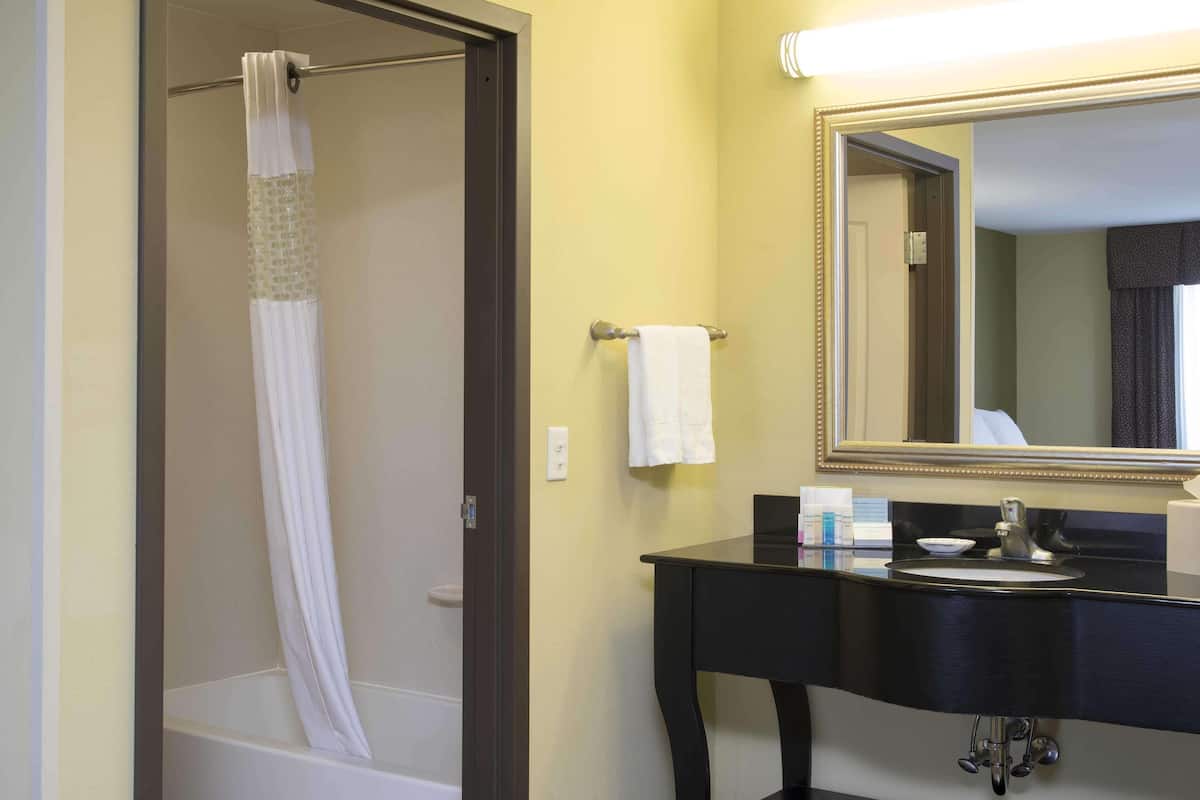 Baño | Tina, amenidades de baño gratuitas, secadora de cabello, batas