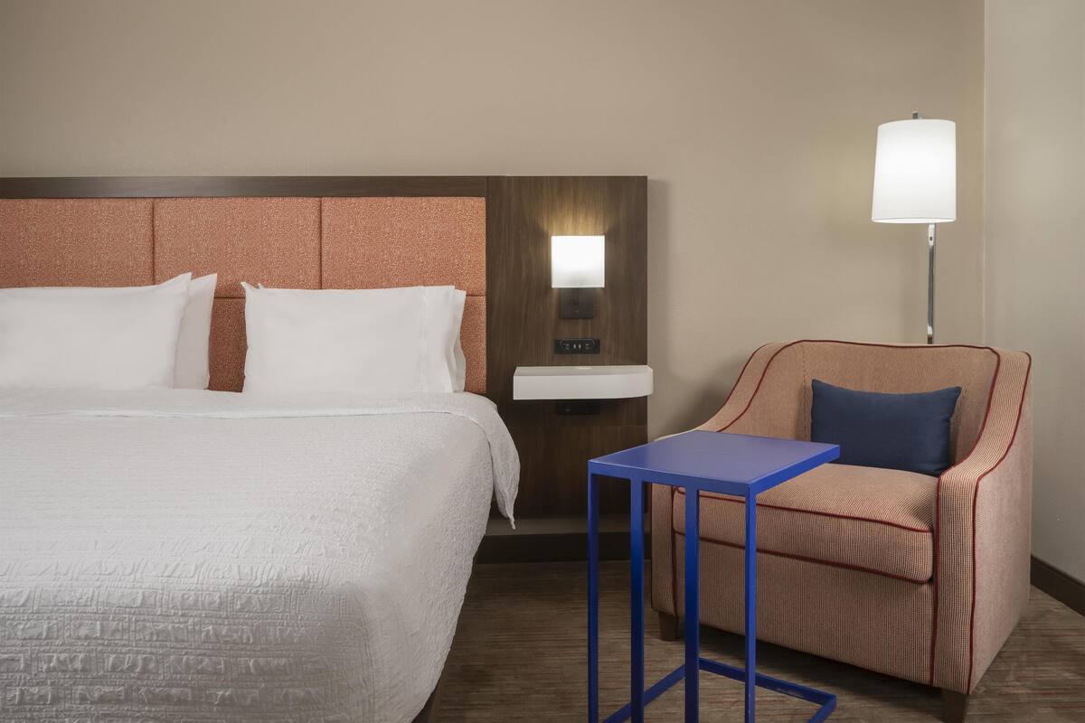 Down comforters, pillowtop beds, in-room safe, desk