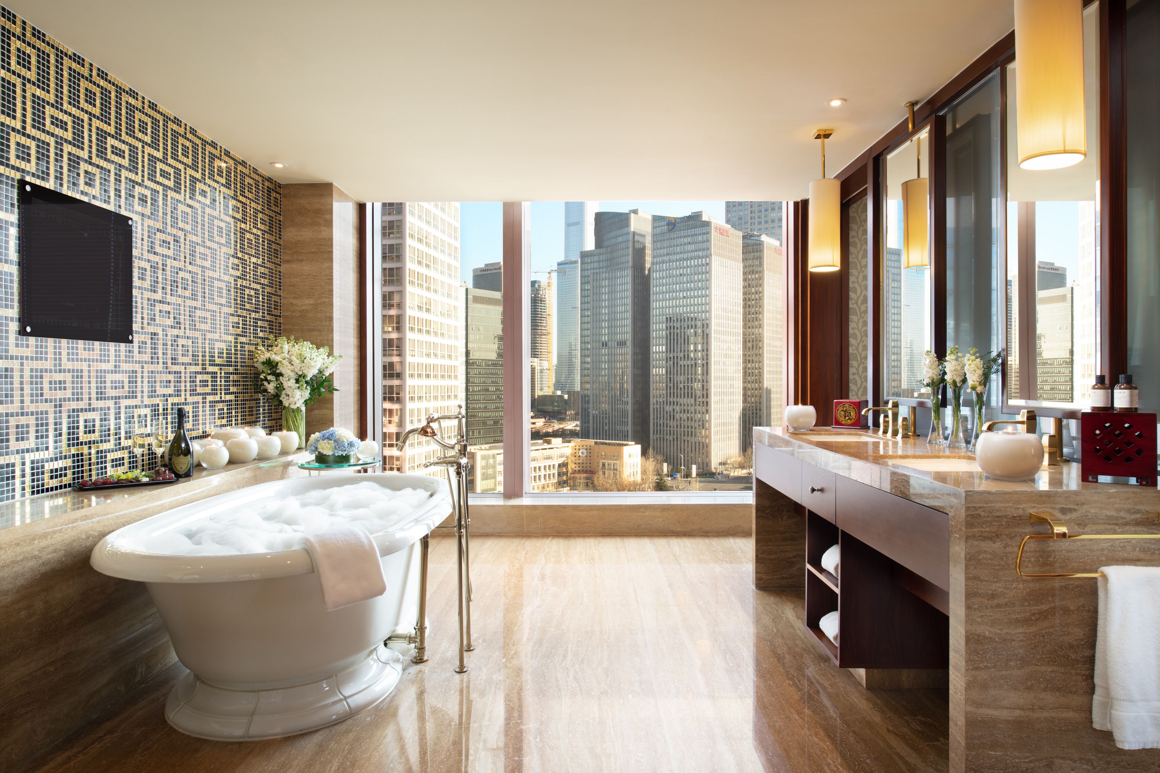 fairmont gold grand suite (gold lounge access) | bathroom | separate bathtub and shower, rainfall showerhead, designer toiletries