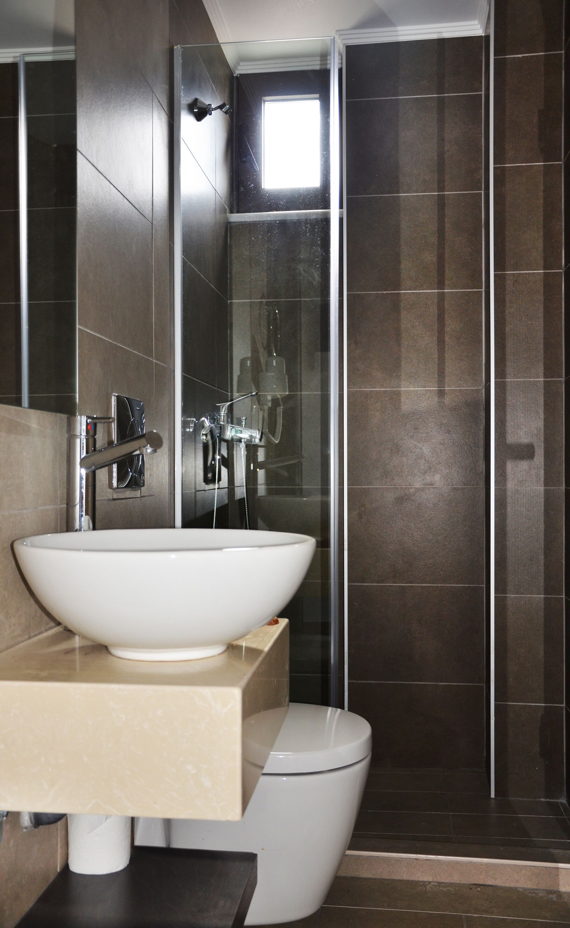 superior studio | bathroom | shower, hair dryer, towels