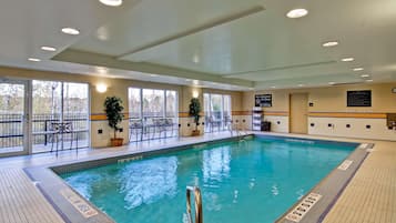 Indoor pool, open 7:00 AM to 11:00 PM, sun loungers