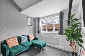 Luksusleilighet, privat bad, byutsikt | Lounge