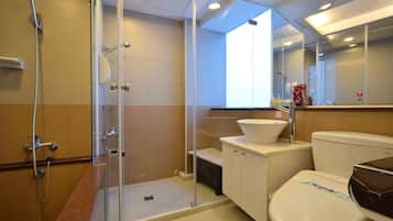 Hair dryer, slippers, electronic bidet, towels
