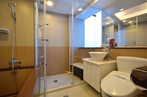 Hair dryer, slippers, electronic bidet, towels