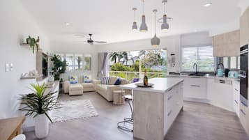 2 Bedroom Apartment with River View | Living area | Flat-screen TV, DVD player