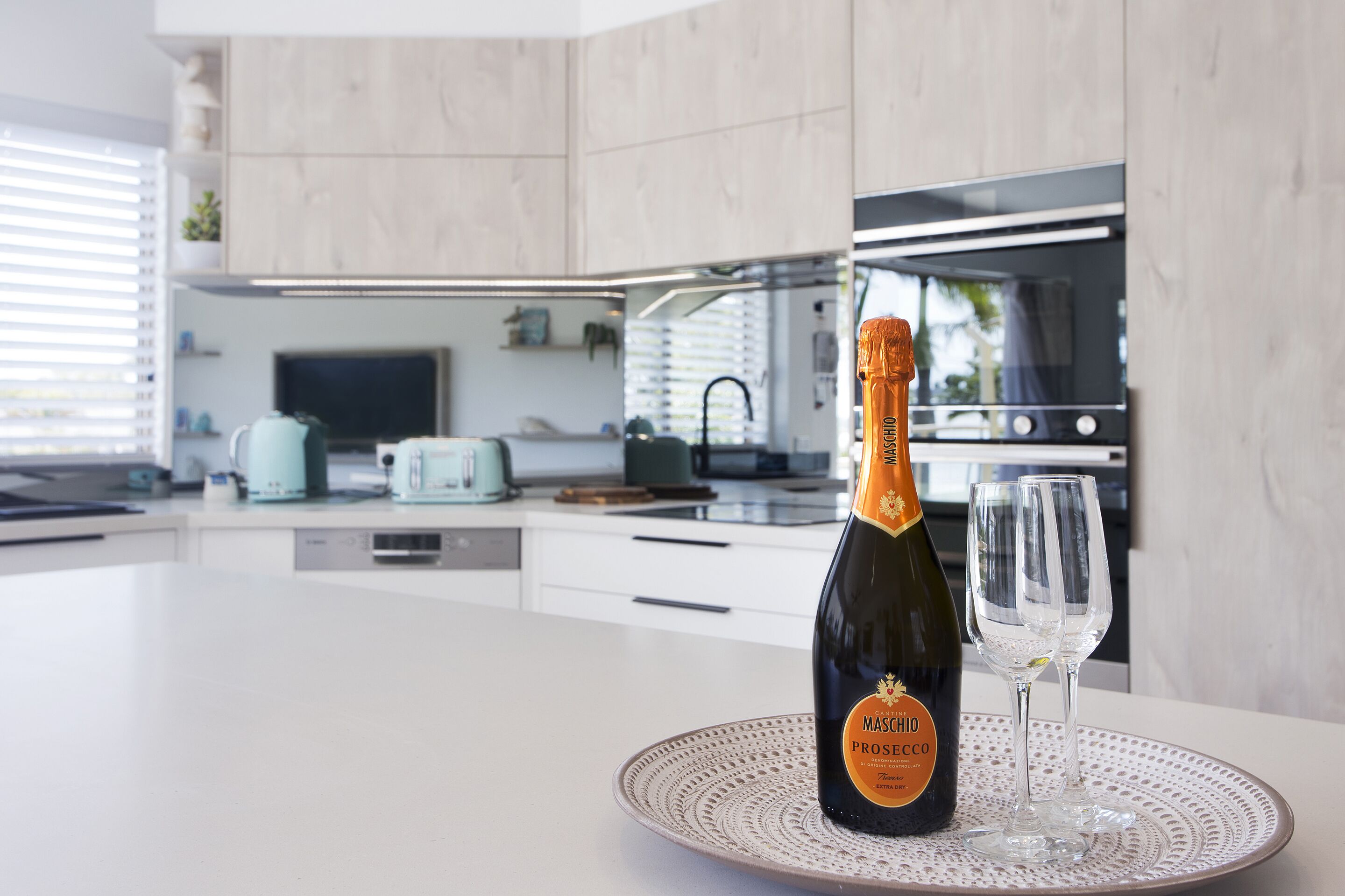 2 Bedroom Apartment with River View | Private kitchen | Full-size fridge, microwave, stovetop, dishwasher