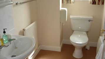 Combined shower/bathtub, free toiletries, hair dryer, towels