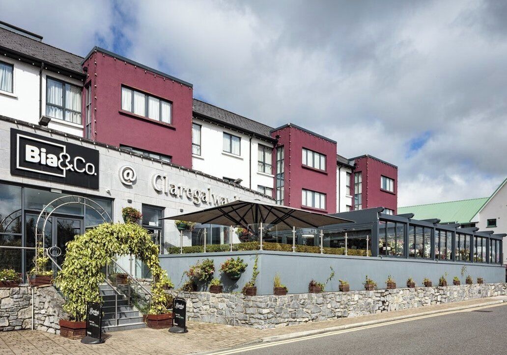 A hotel with a sign for 'Bia & Co.' and 'Clergygalway.'
