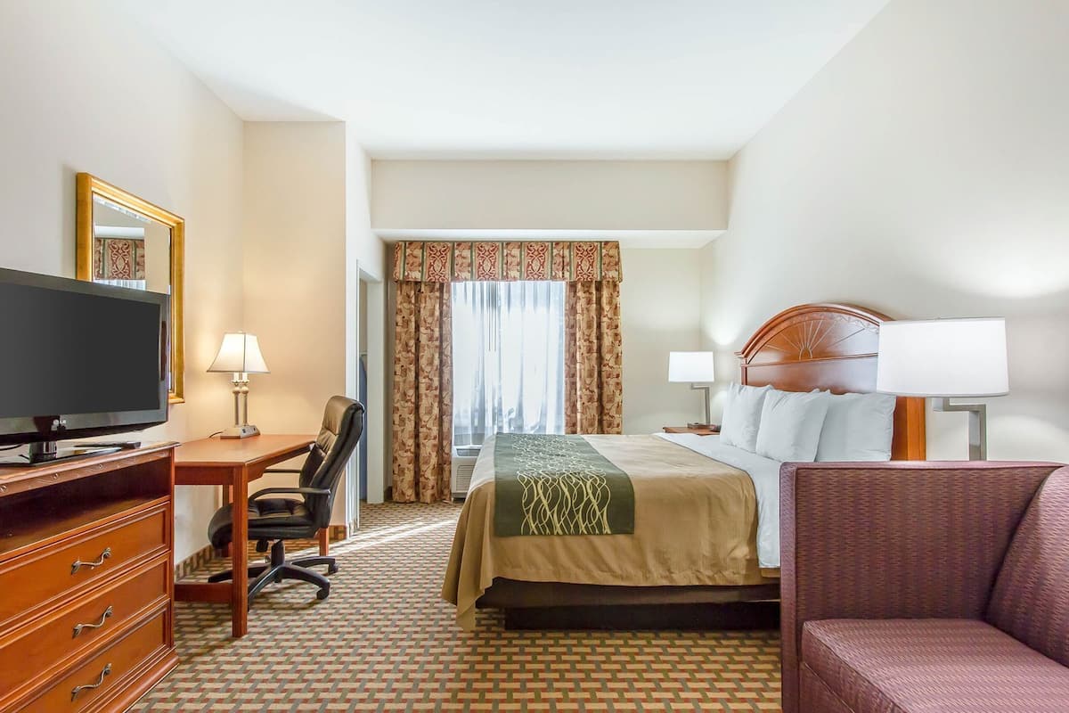 Down duvets, pillow-top beds, desk, blackout curtains