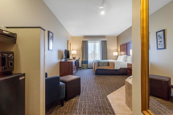 Down duvets, pillow-top beds, desk, blackout curtains