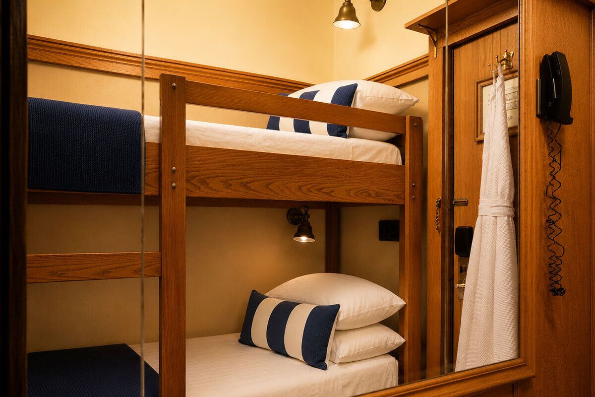 Bunk Bed Cabin, Shared Bathroom | Premium bedding, in-room safe, iron/ironing board, WiFi (free)