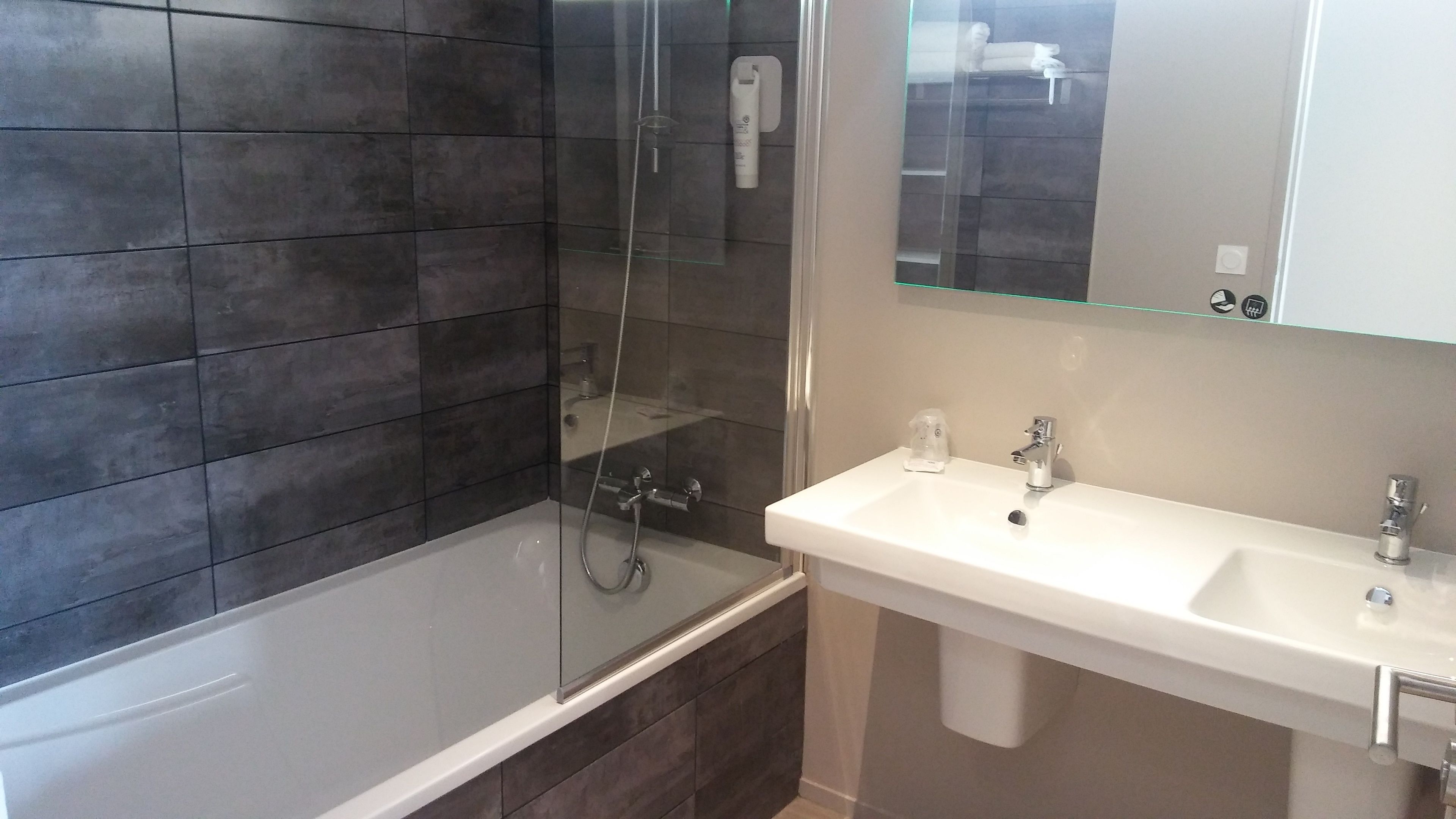 apartment | bathroom | shower, free toiletries, hair dryer, towels