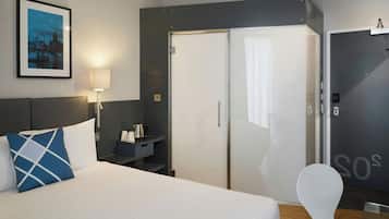 Efficient Bunk | Desk, laptop workspace, blackout drapes, iron/ironing board