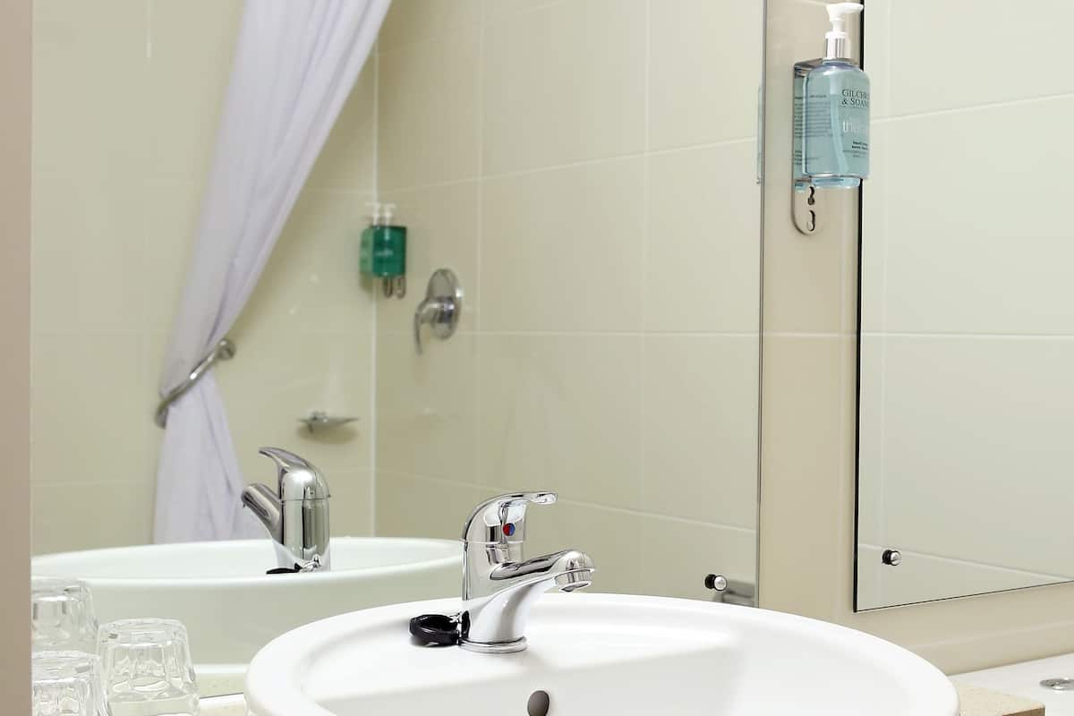 superior twin room | bathroom | combined shower/bathtub, free toiletries, hair dryer, towels