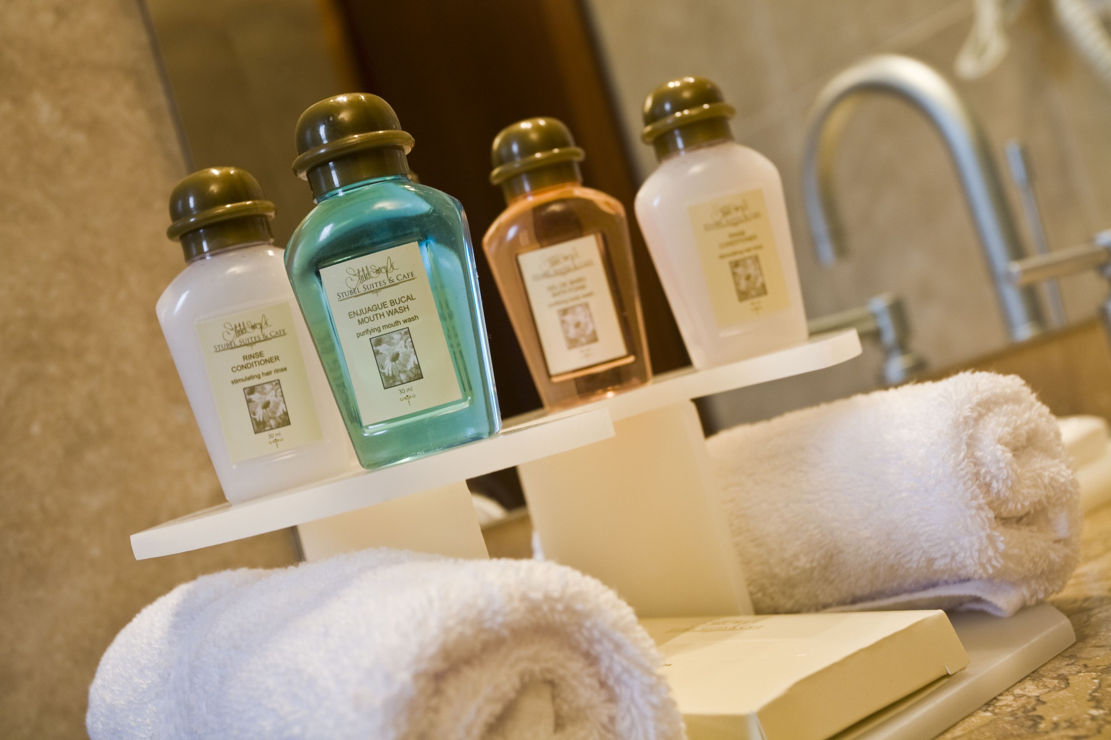 free toiletries, hair dryer, towels