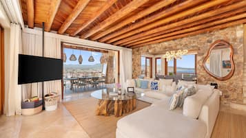 4 Bedroom Pedregal Private Home Mountain View | Woonruimte | Een televisie, een open haard en betaalfilms