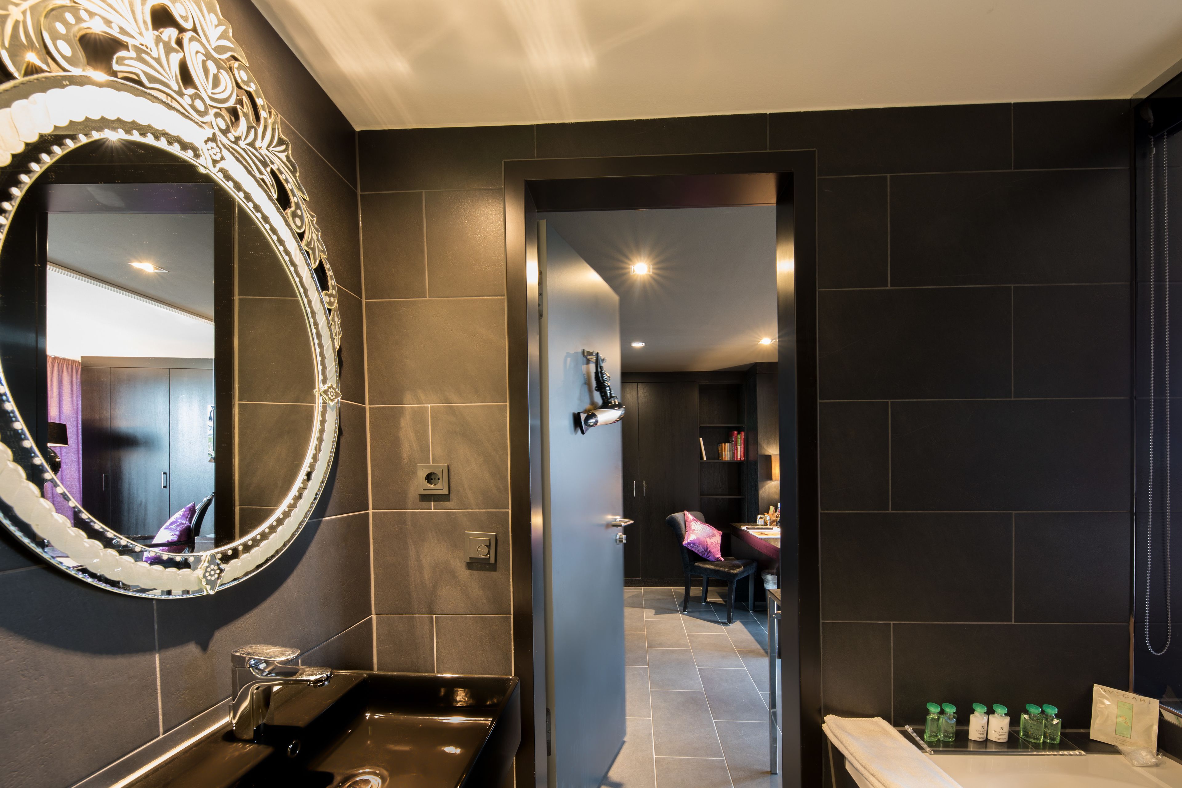 junior studio, 1 queen bed, balcony | bathroom | deep-soaking bathtub, designer toiletries, hair dryer, slippers