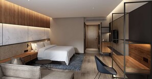 Minibar, caja fuerte, escritorio y espacio para trabajar con un portátil