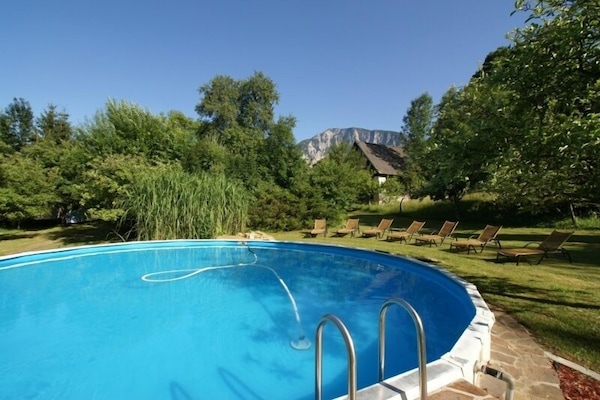 Outdoor pool, sun loungers