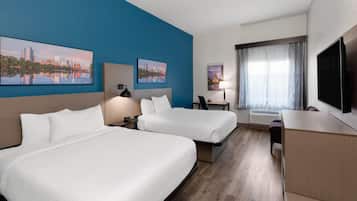 Premium bedding, desk, blackout drapes, iron/ironing board