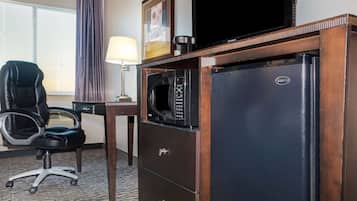 Premium bedding, desk, blackout curtains, iron/ironing board