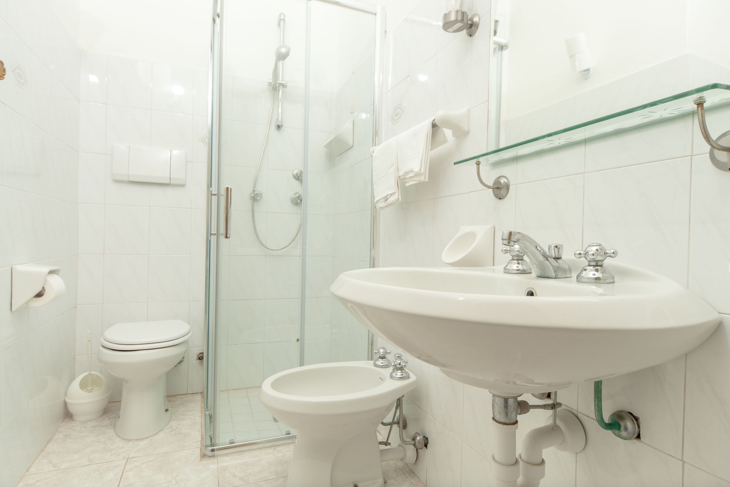 shower, free toiletries, hair dryer, bidet