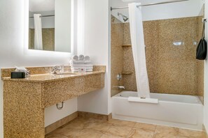 Room, 1 King Bed, Non Smoking (Extended Stay) | Bathroom | Combined shower/tub, free toiletries, hair dryer, towels