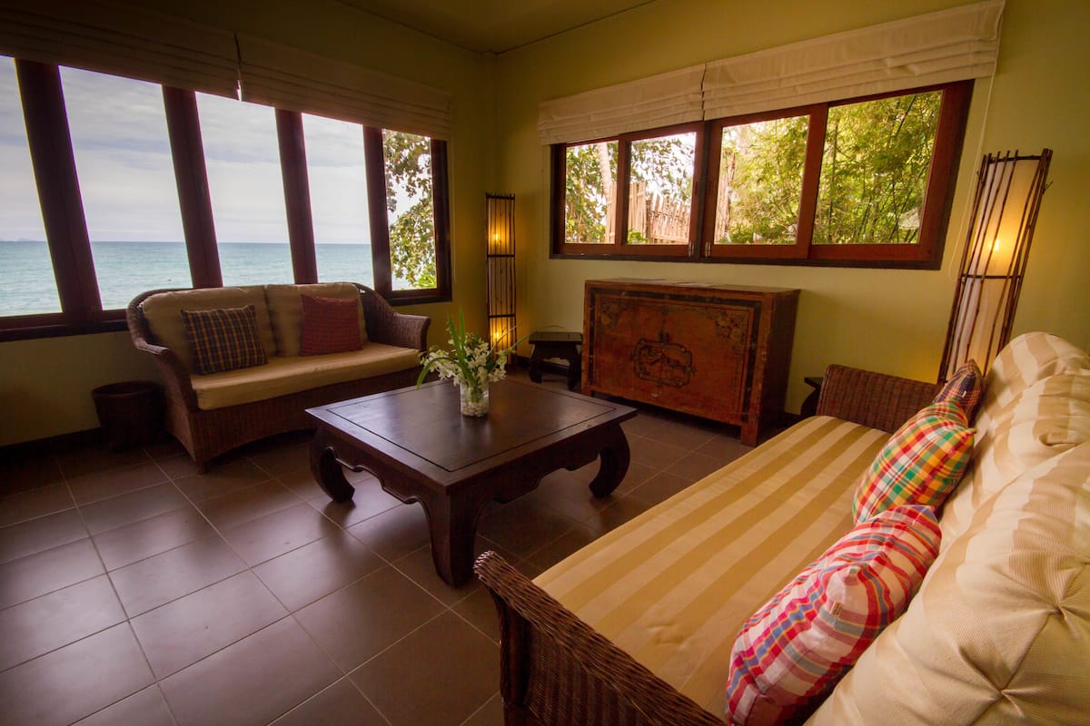 family double or twin room | living room | tv, dvd player