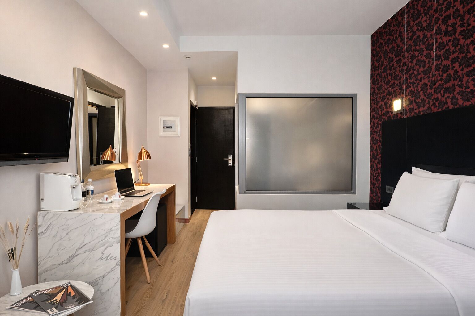 Double Room | Memory-foam beds, desk, blackout curtains, soundproofing