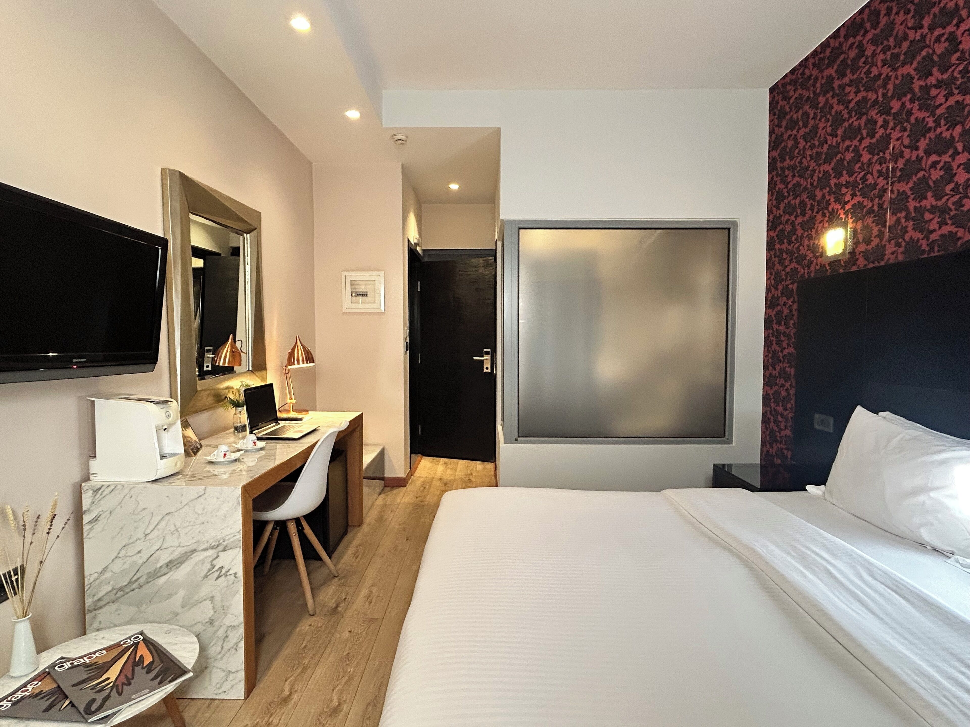 Double Room | Memory foam beds, desk, blackout drapes, soundproofing