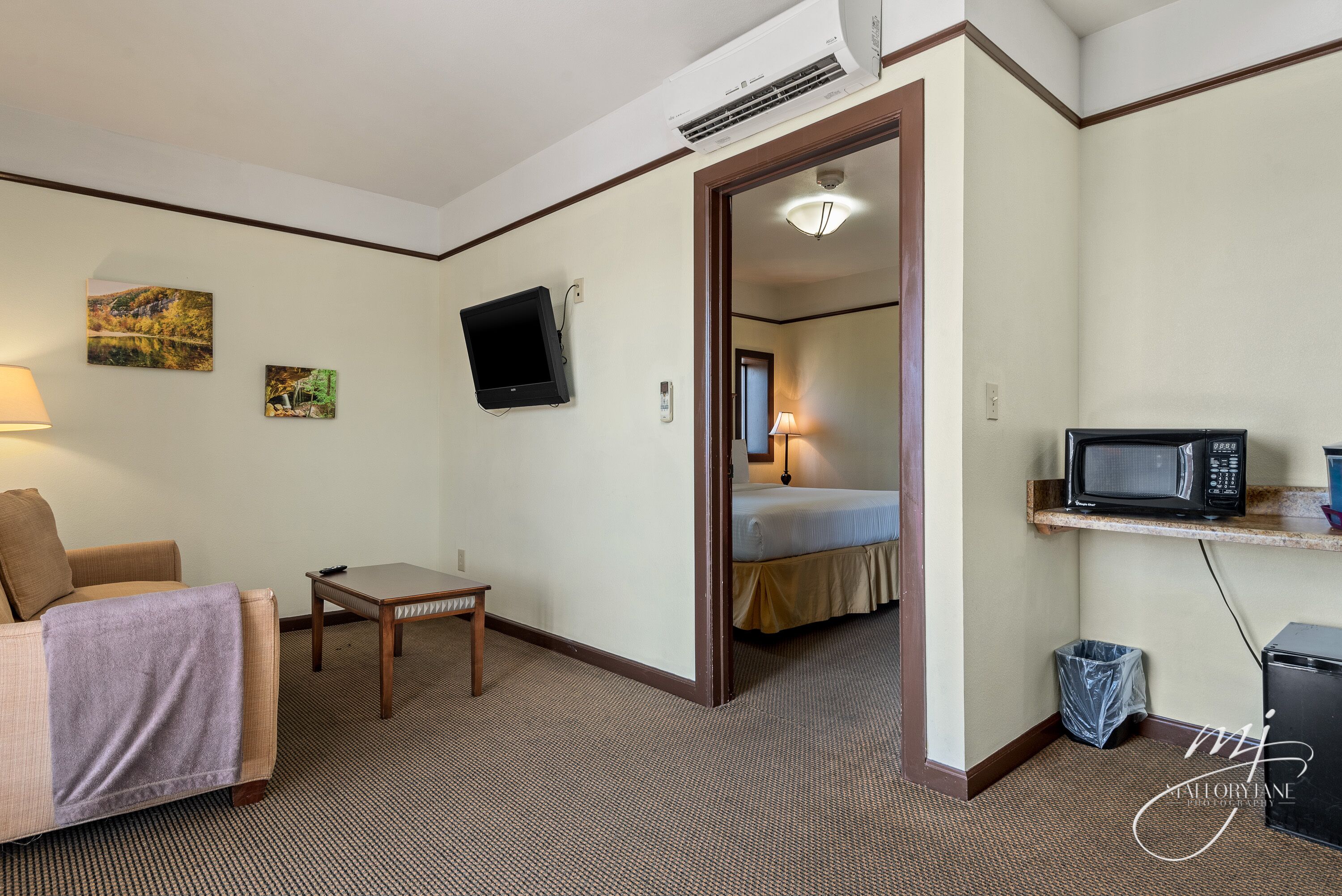 buffalo river balcony king suite | living area | lcd tv