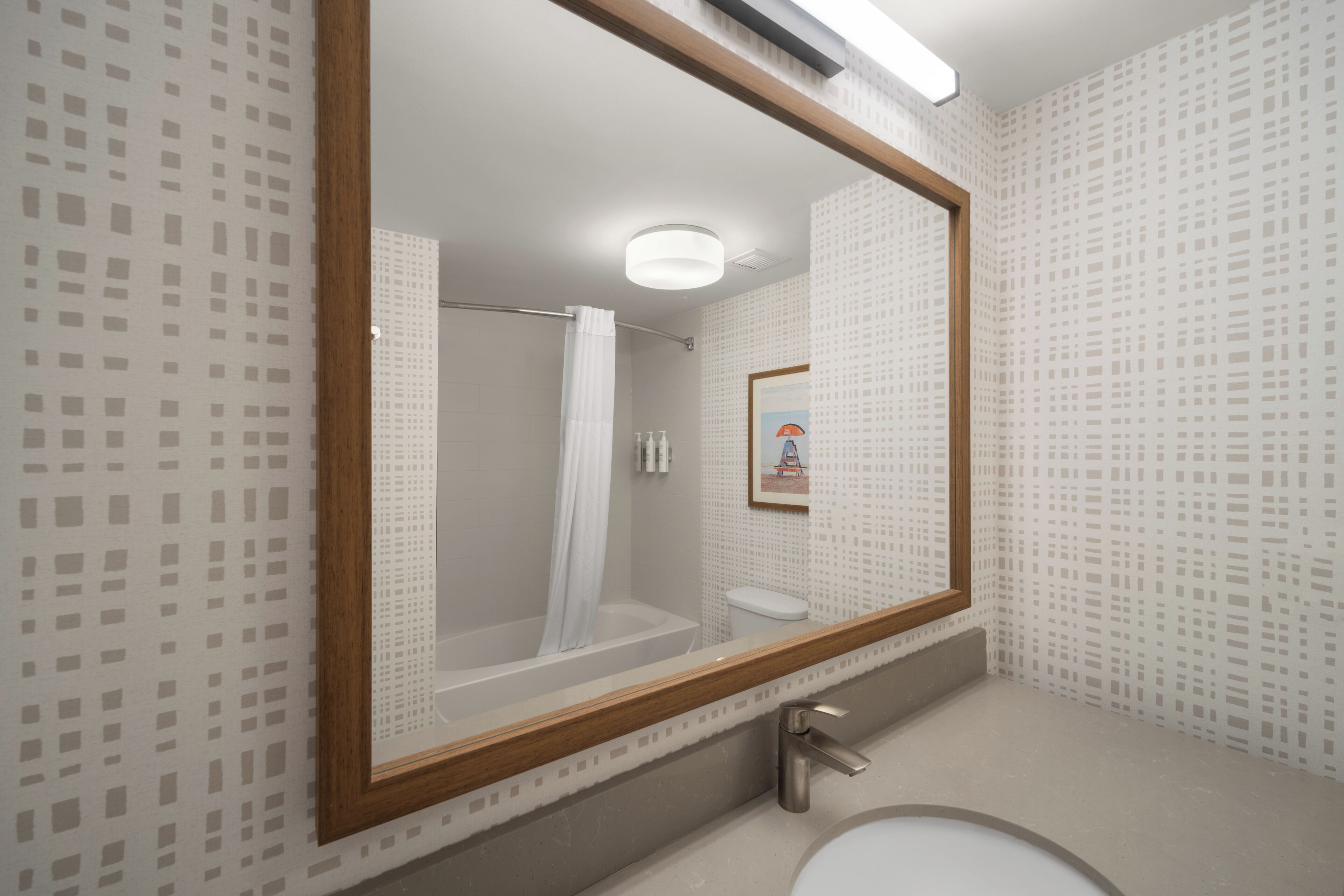 two queen beds non smoking | bathroom | hair dryer, towels