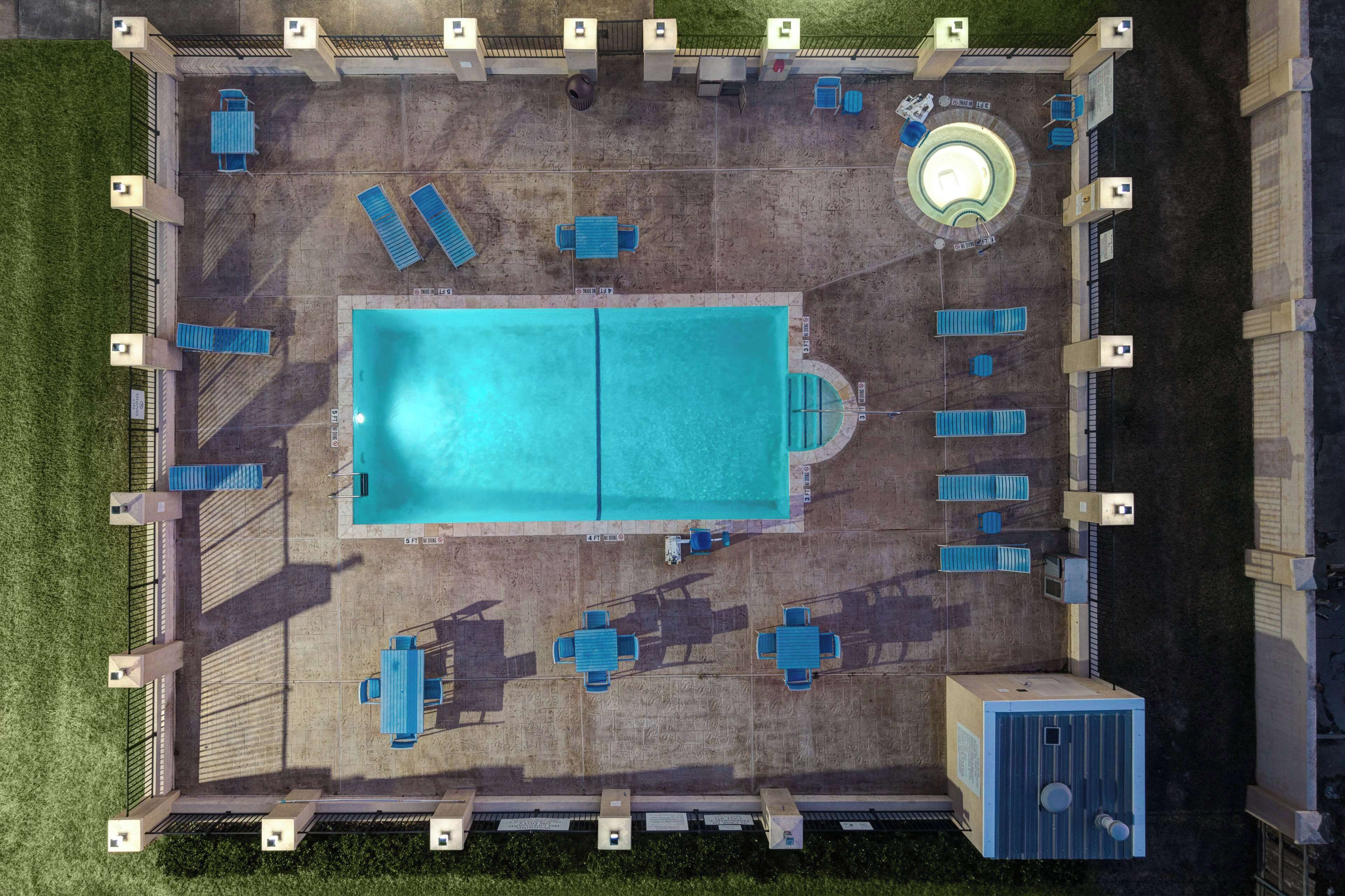 outdoor pool, pool loungers