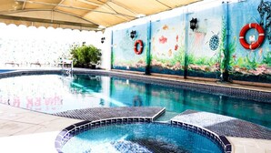 Indoor pool, free cabanas, pool umbrellas