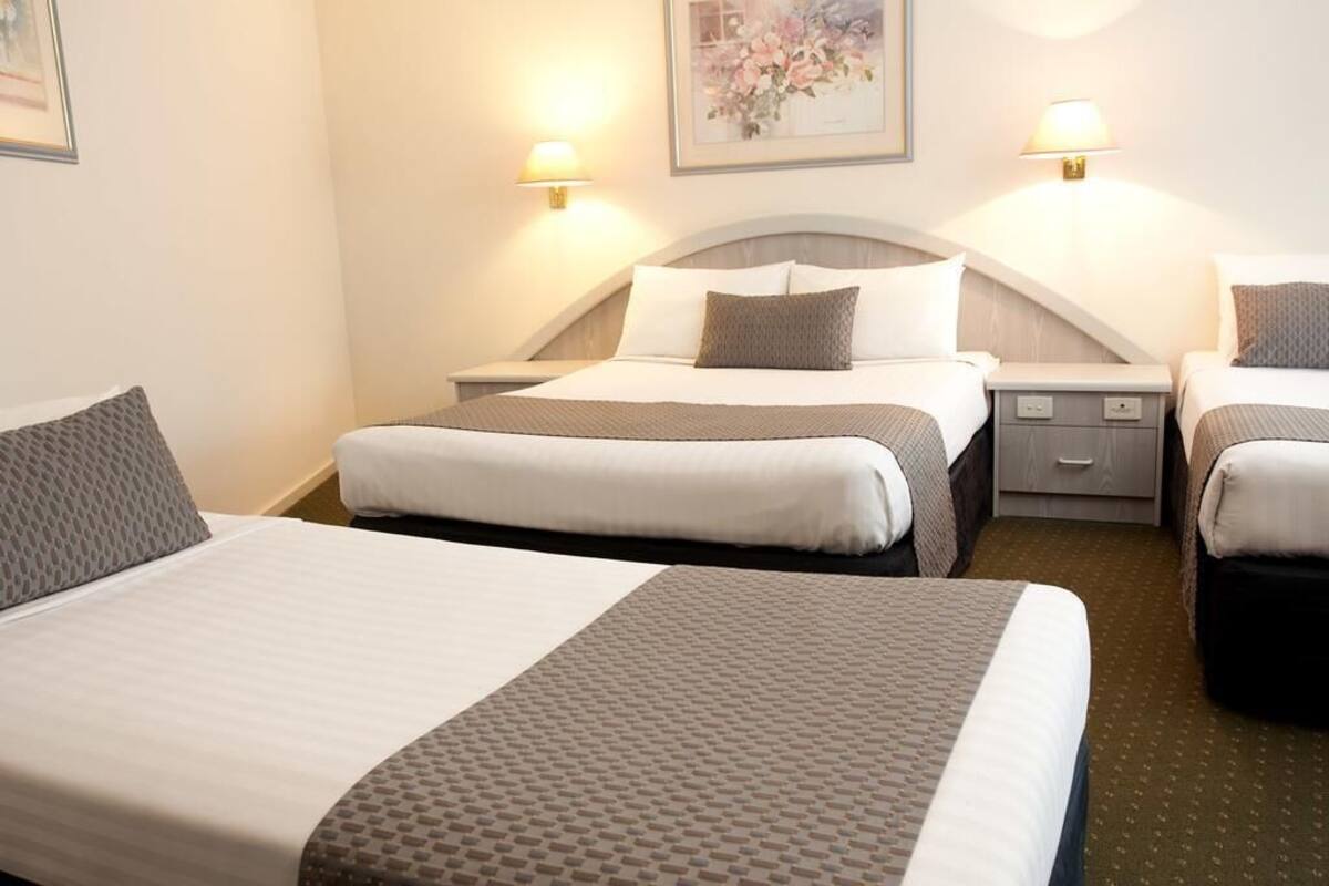 1 bedroom, desk, blackout curtains, iron/ironing board