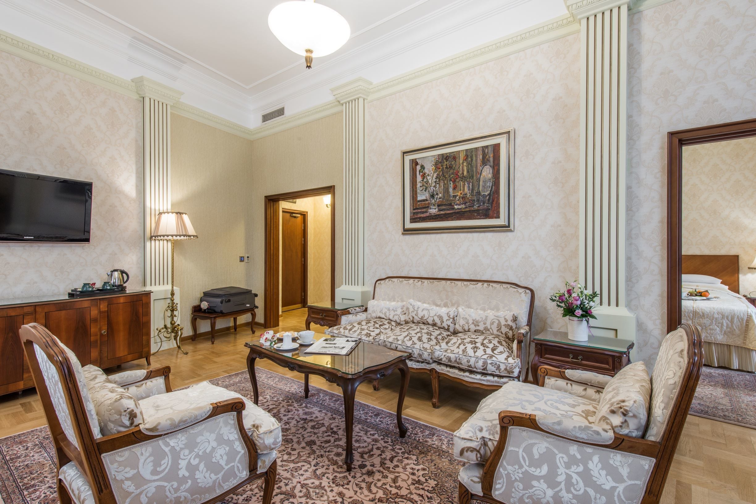 premium suite with free spa access | living area | lcd tv