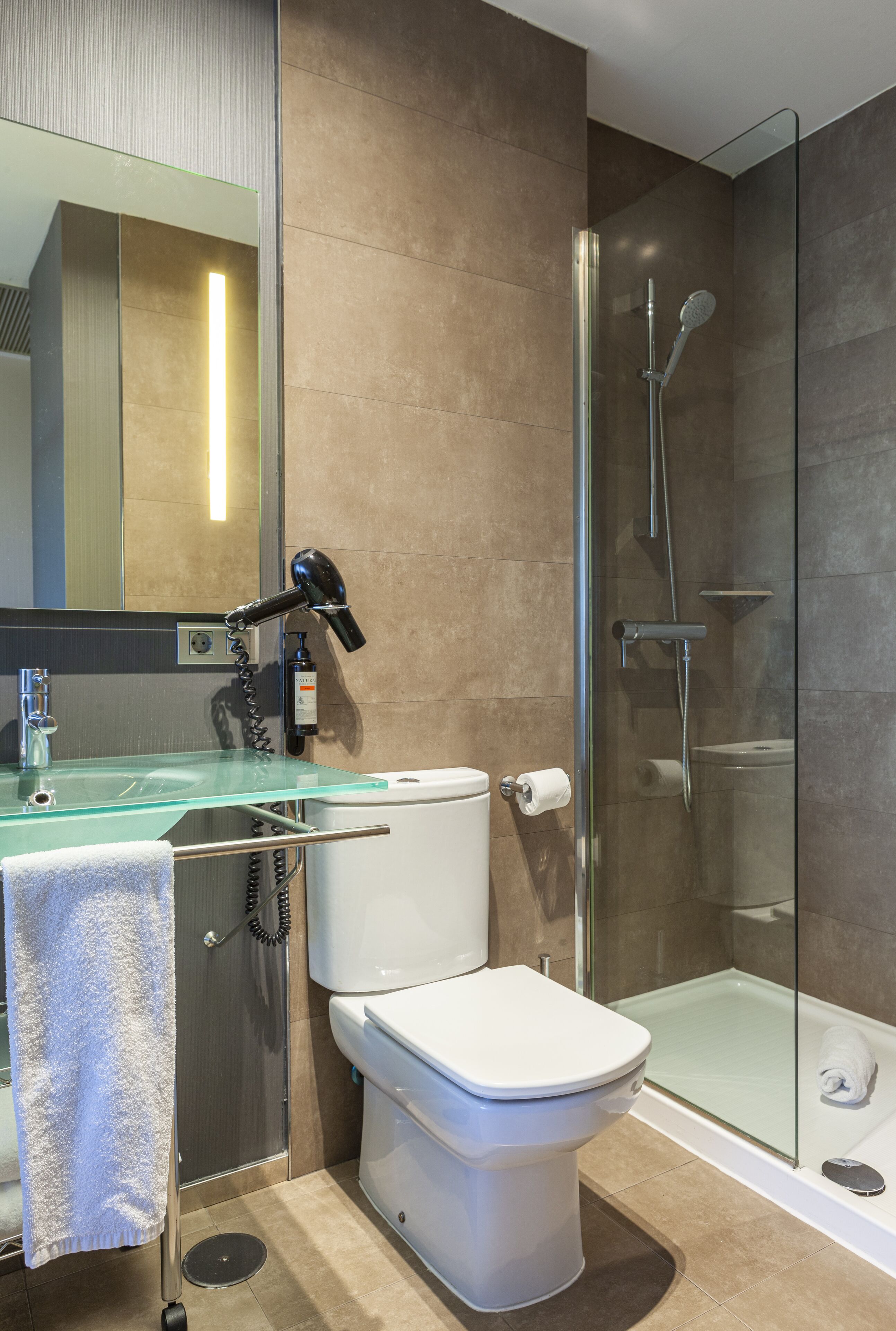 free toiletries, hair dryer, bidet, towels