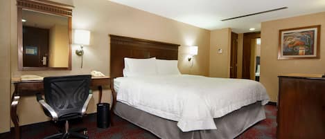 Hypo-allergenic bedding, desk, blackout drapes, iron/ironing board