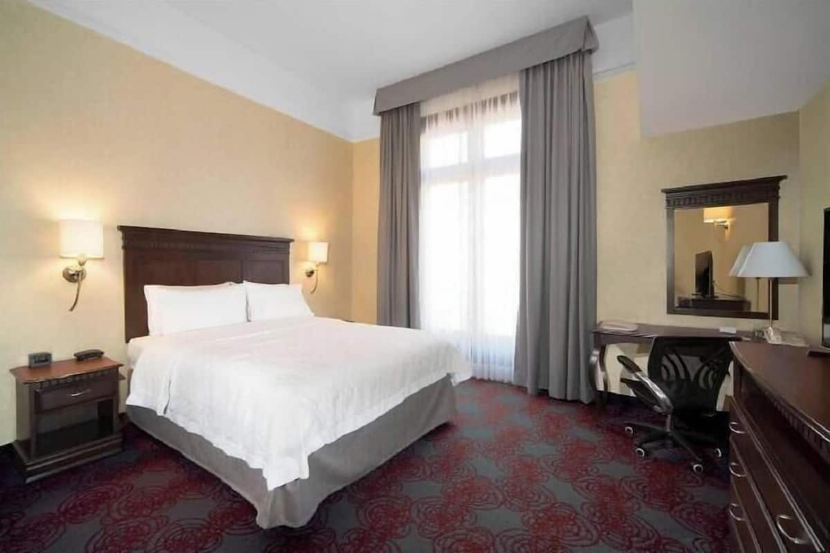 Hypo-allergenic bedding, desk, blackout curtains, iron/ironing board