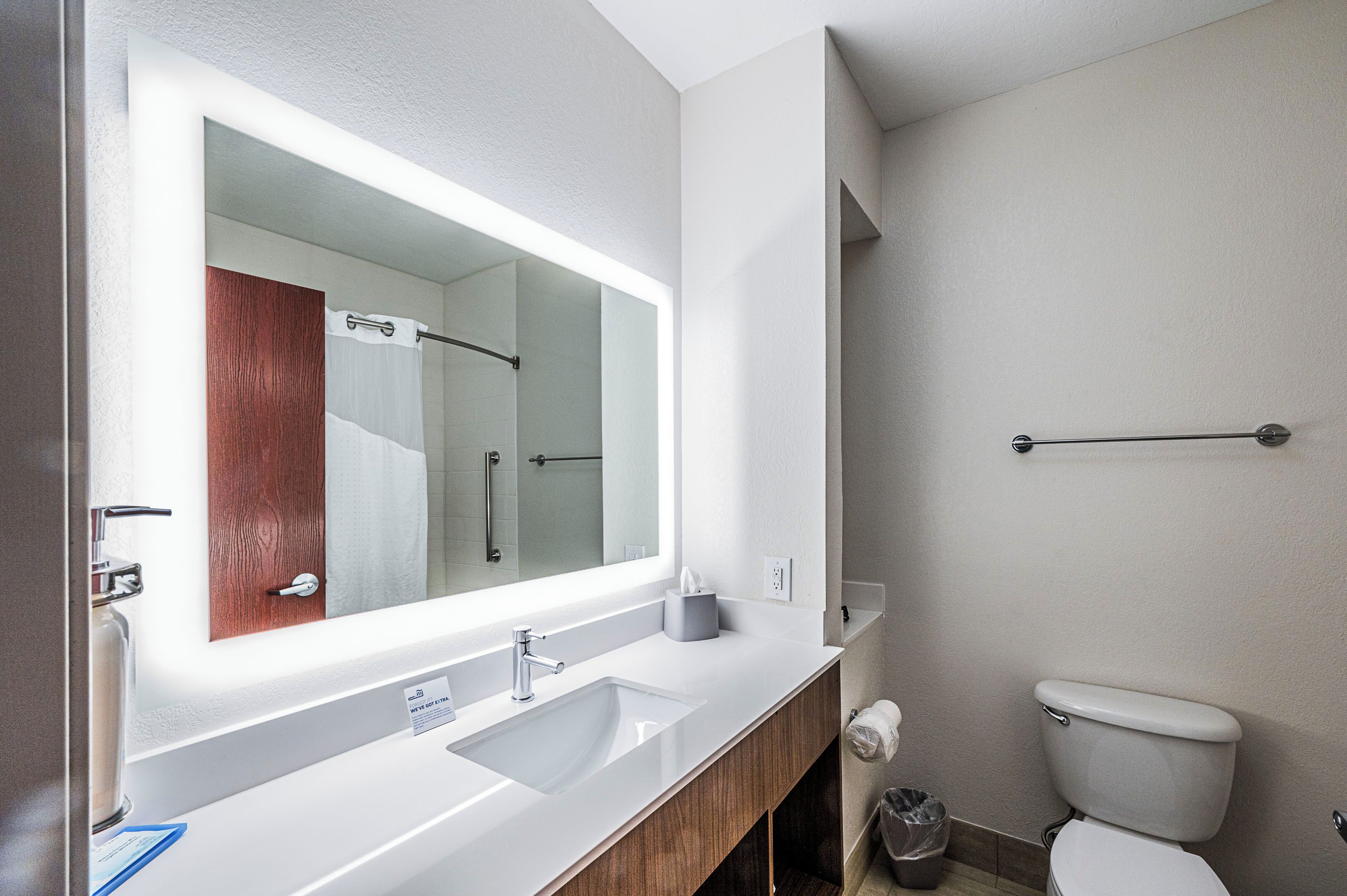 Standaard kamer, 2 queensize bedden (Roll-In Shower, Communications) | Badkamer | Een bad/douchecombinatie, een haardroger, handdoeken