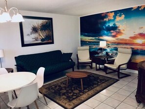Standard Single Room, 1 Bedroom, Ocean View | Living room | TV - Ebb Tide Resort Oceanfront (Pompano Beach)