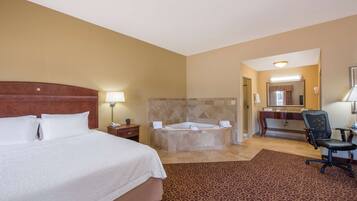 1 King Bed Whirlpool Ste NoSmk | Premium bedding, in-room safe, desk, iron/ironing board